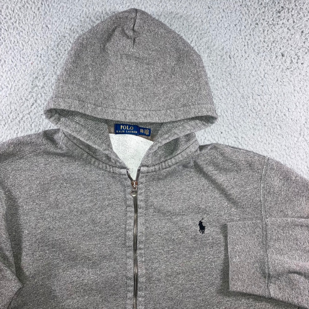 Polo Ralph Lauren Zip Up Hoodie Sweatshirt Mens XXL Gray Preppy Pony Logo Fleece
